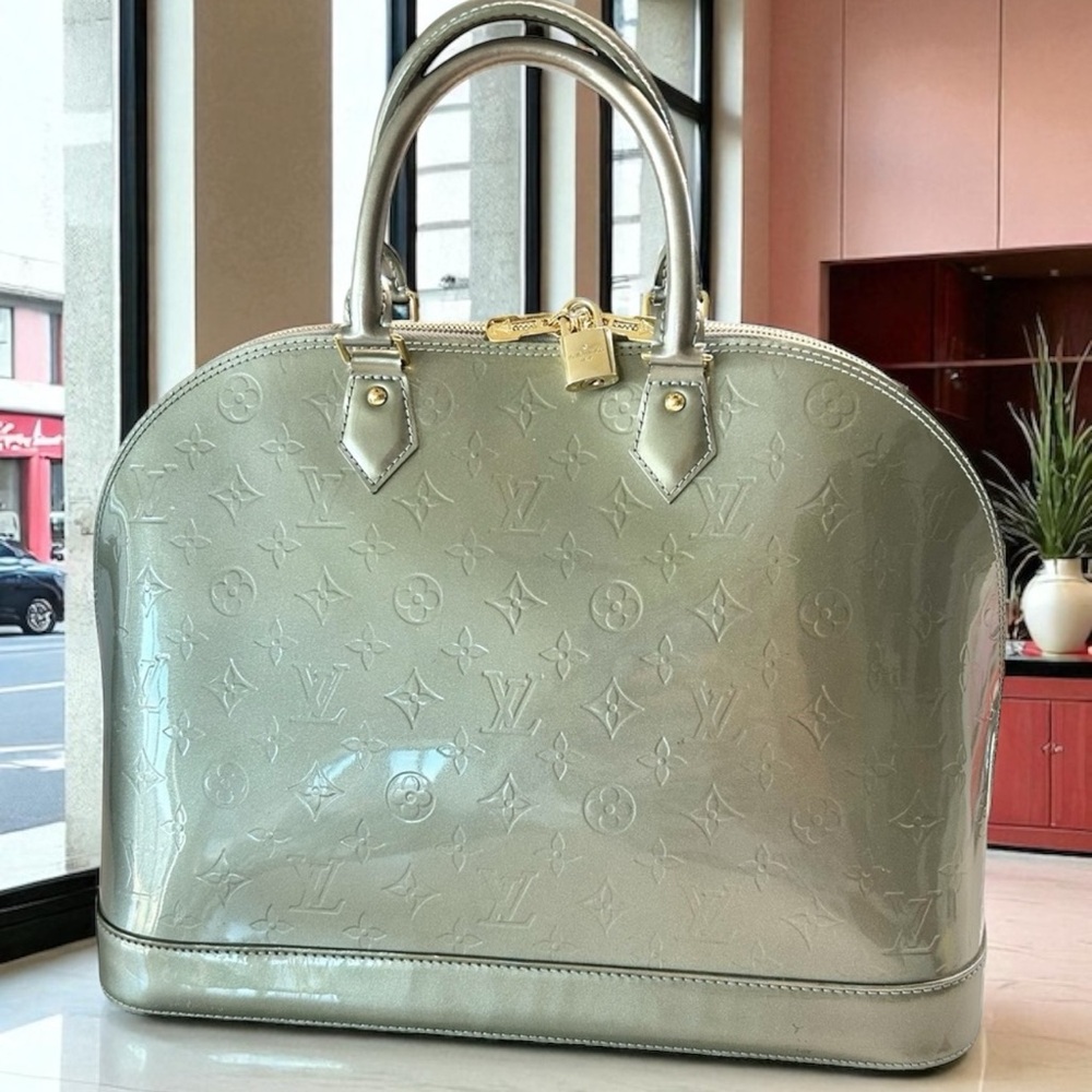 LOUIS VUITTON Silver ALMA BAG AUTHENTIC